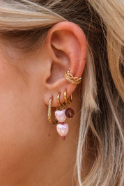 Oorbel - Oval hilly goud