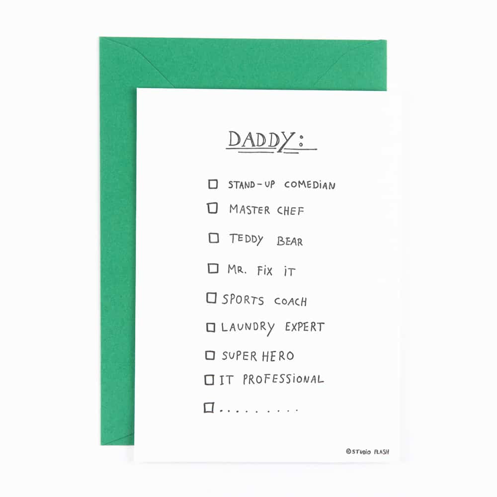 Letterpress kaart - Daddy multiple choice