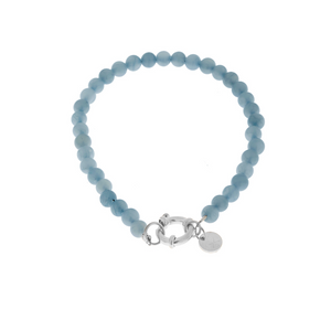Armband - Light blue beads goud of zilver