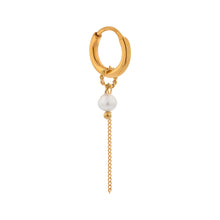 Afbeelding in Gallery-weergave laden, Oorbel - Pearl chain hoop gold
