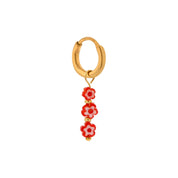 Oorbel - red flowers hoop
