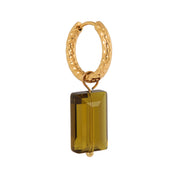 shiny olive hoop - oorbel