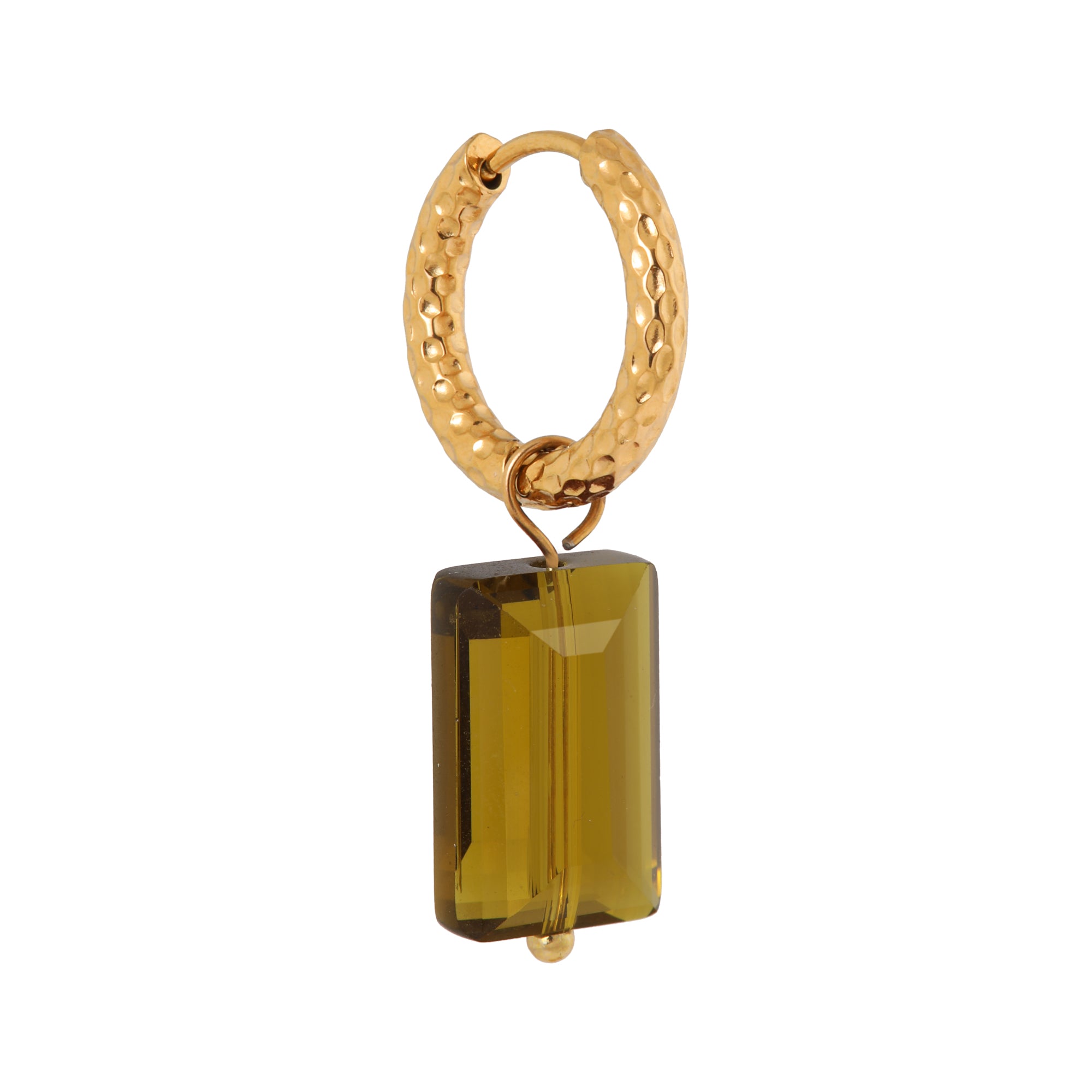 shiny olive hoop - oorbel