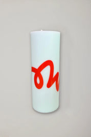 pillar candle - mint/red