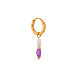 Oorbel - Terra purple hoop gold
