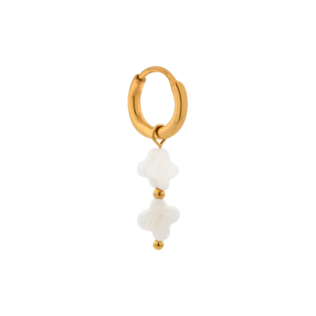 Oorbel - White clover hoop gold