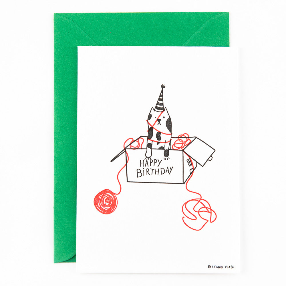 Letterpress kaart - Birthday cat