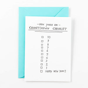 Letterpress kaart - NYE Countdown checklist