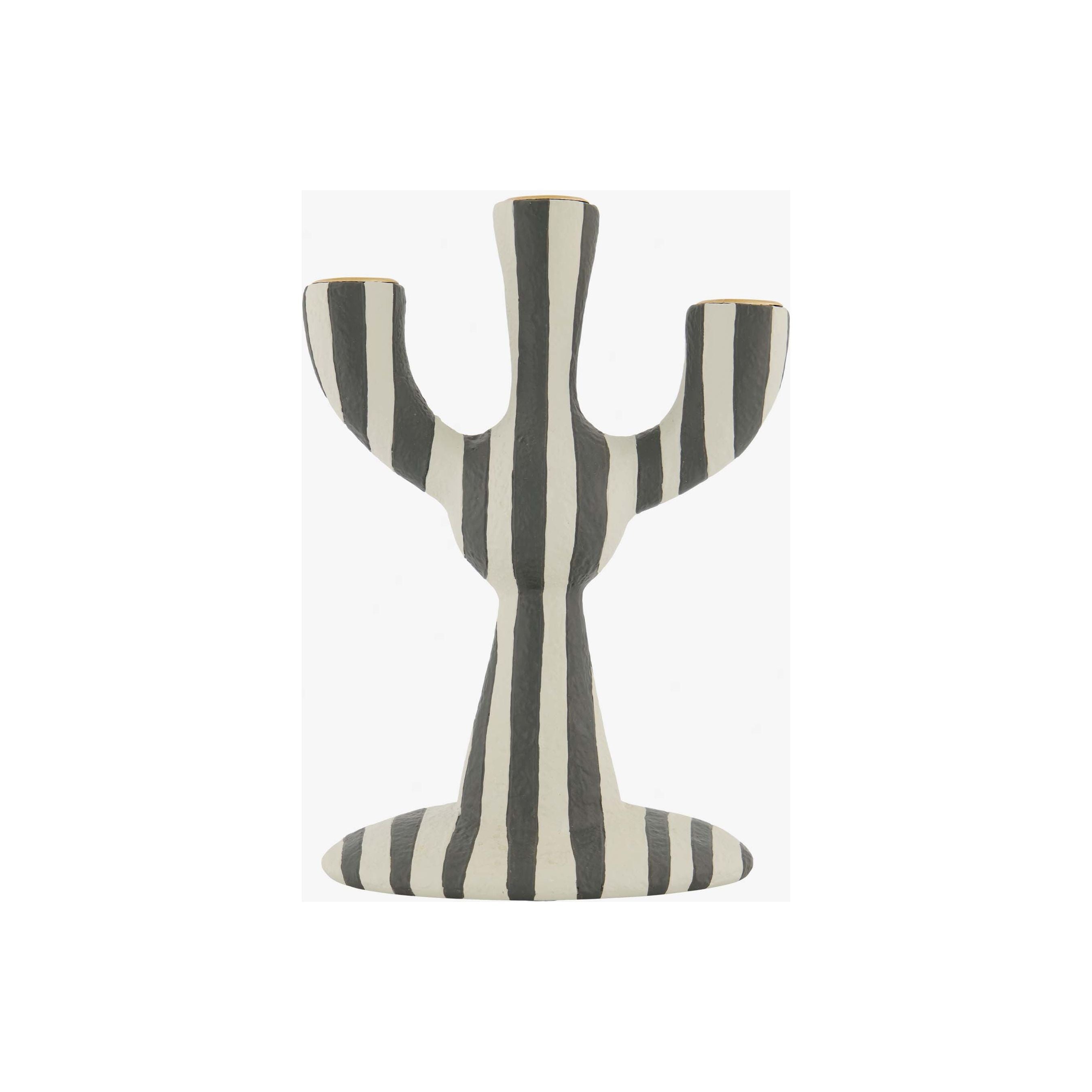 Polystone kandelaar met strepen