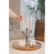 Polystone kandelaar met strepen