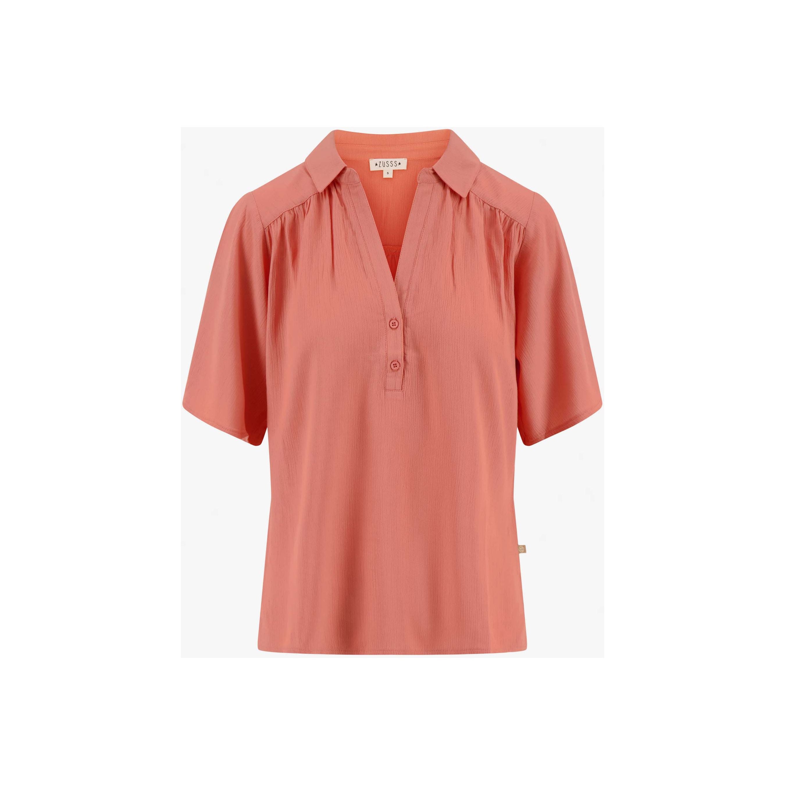 Blouse met korte mouw - koraalroze