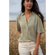 Blouse met korte mouw - saliegroen