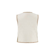 Gilet met borduursels - zand