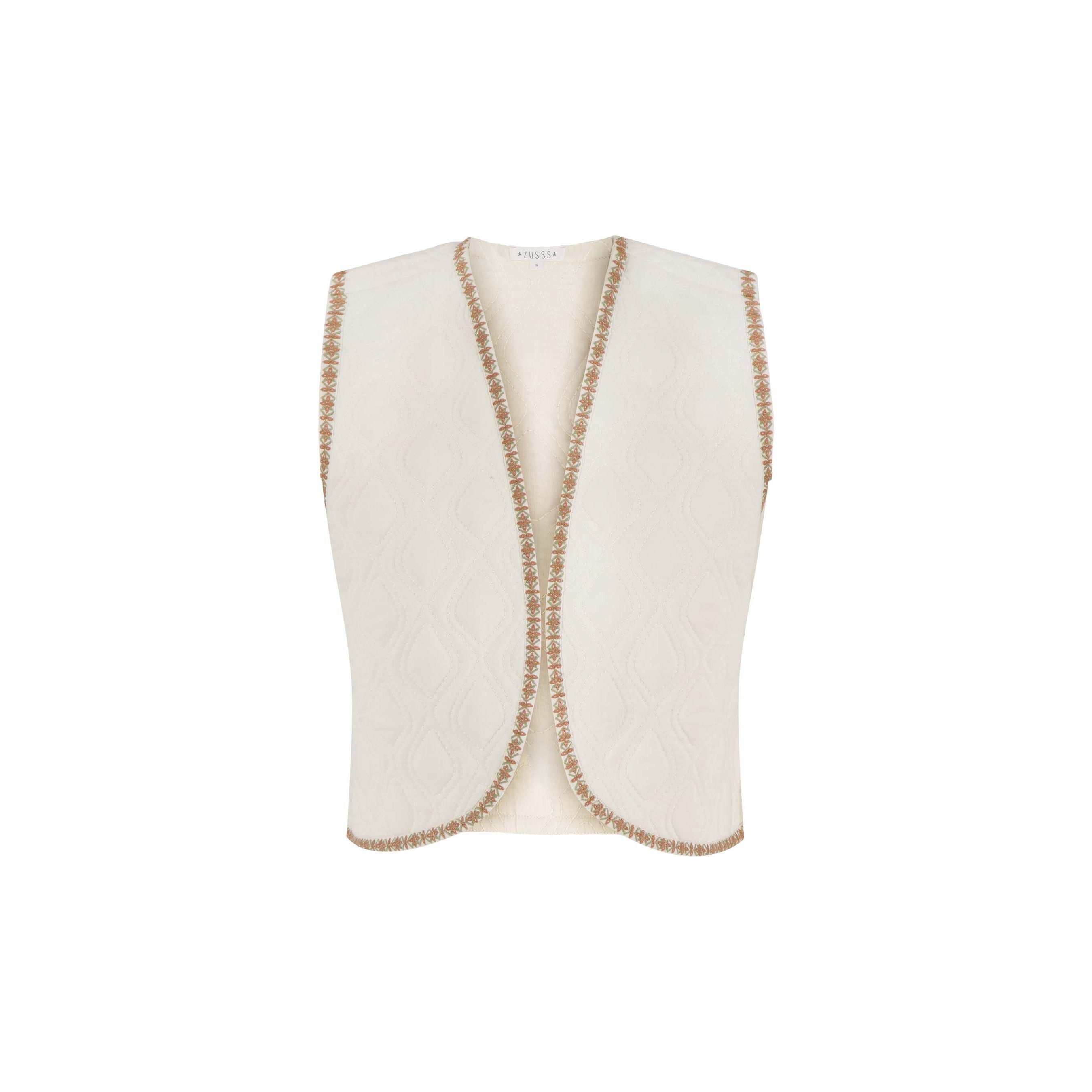 Gilet met borduursels - zand