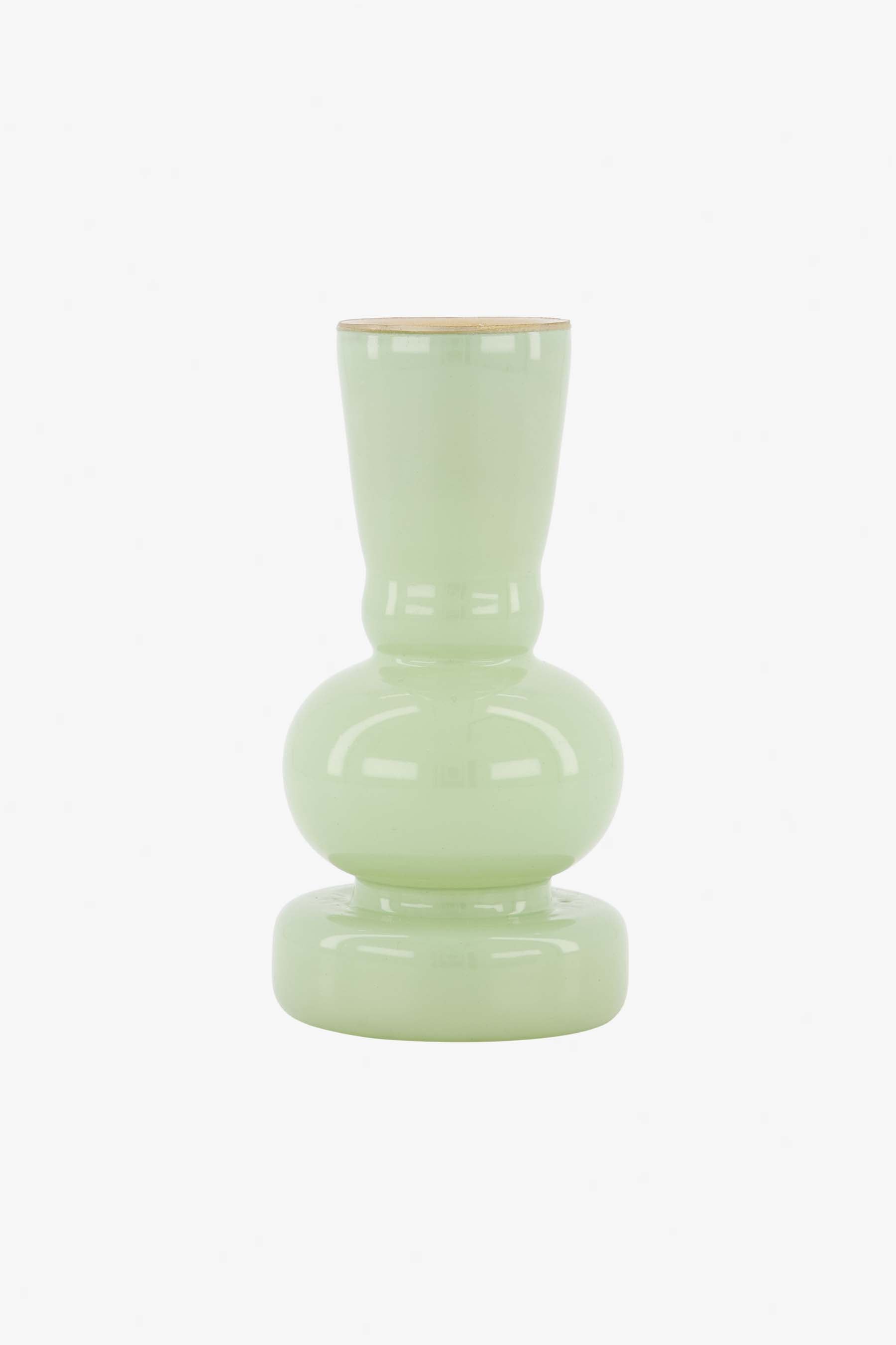 Glazen kandelaar M - saliegroen