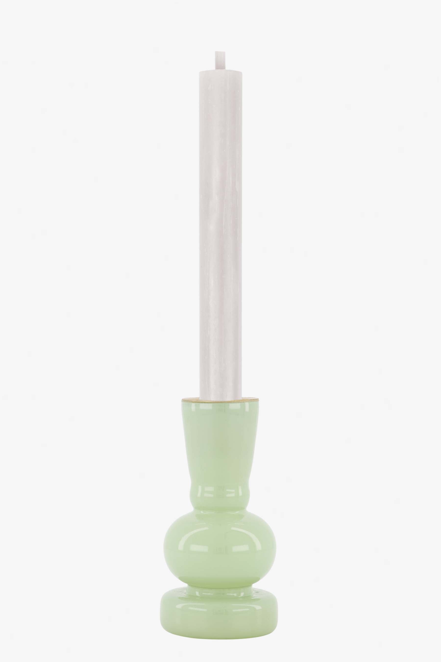 Glazen kandelaar M - saliegroen