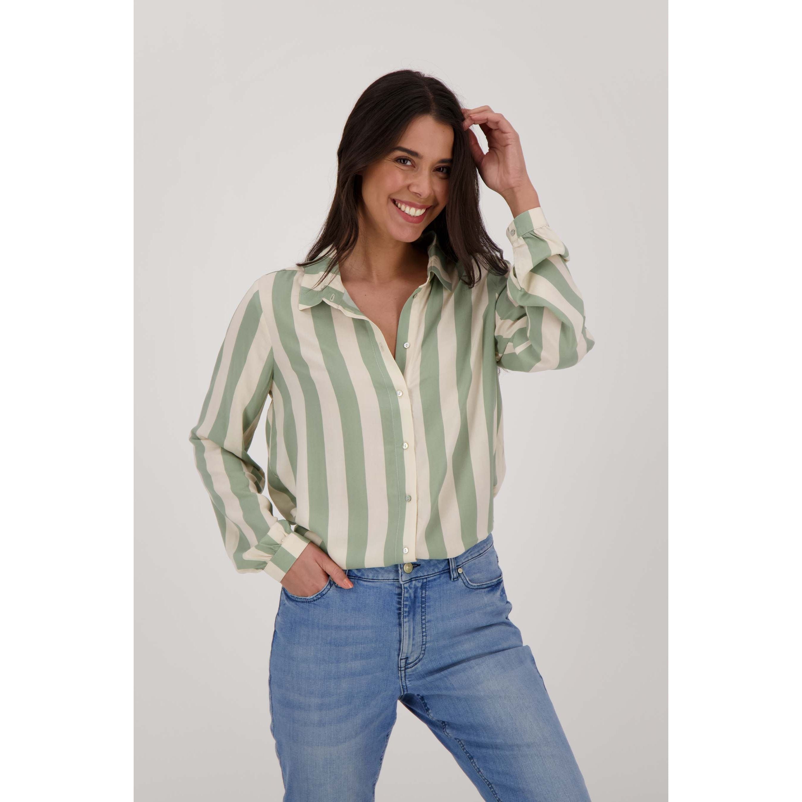 Oversized blouse met streep - saliegroen