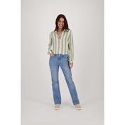 Oversized blouse met streep - saliegroen