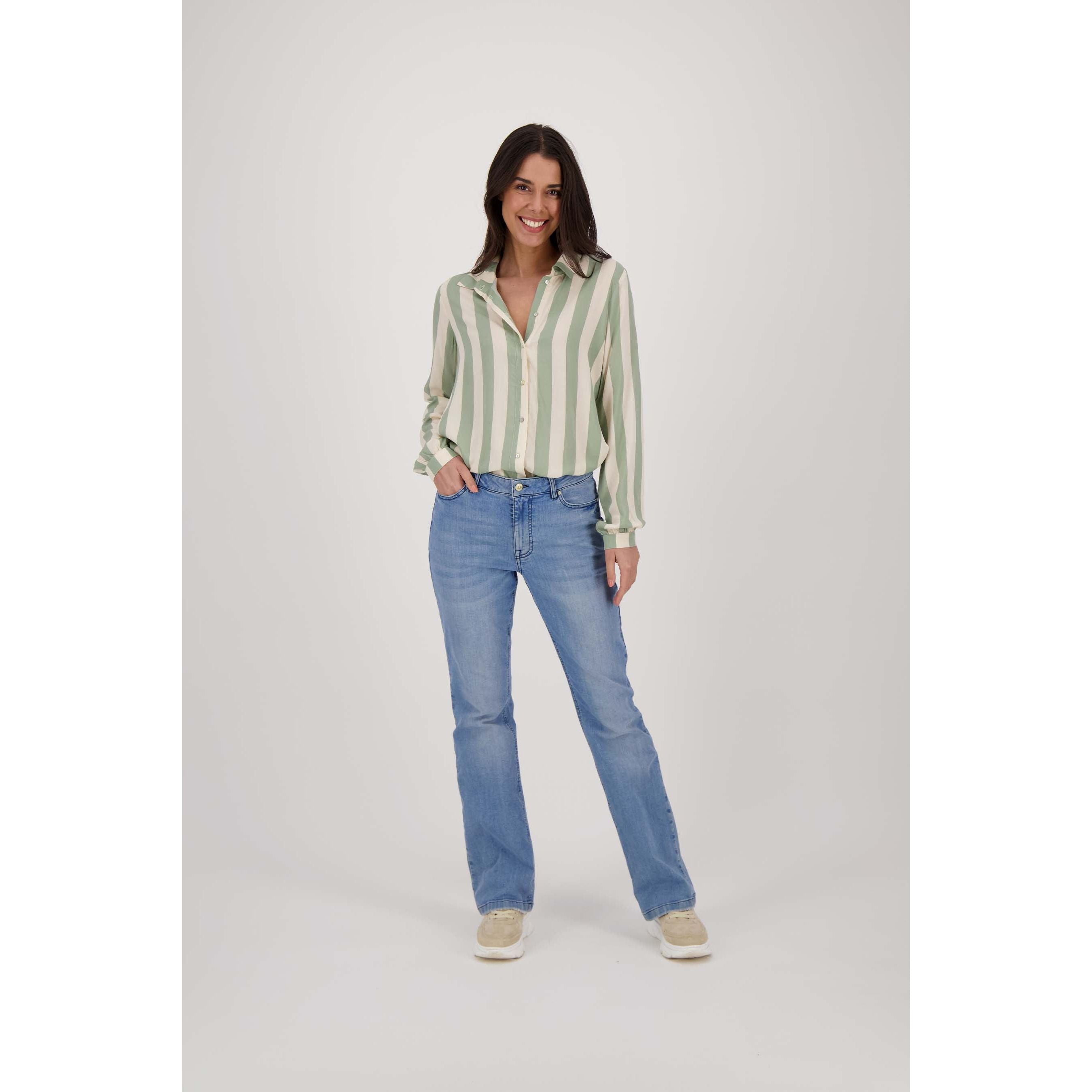 Oversized blouse met streep - saliegroen