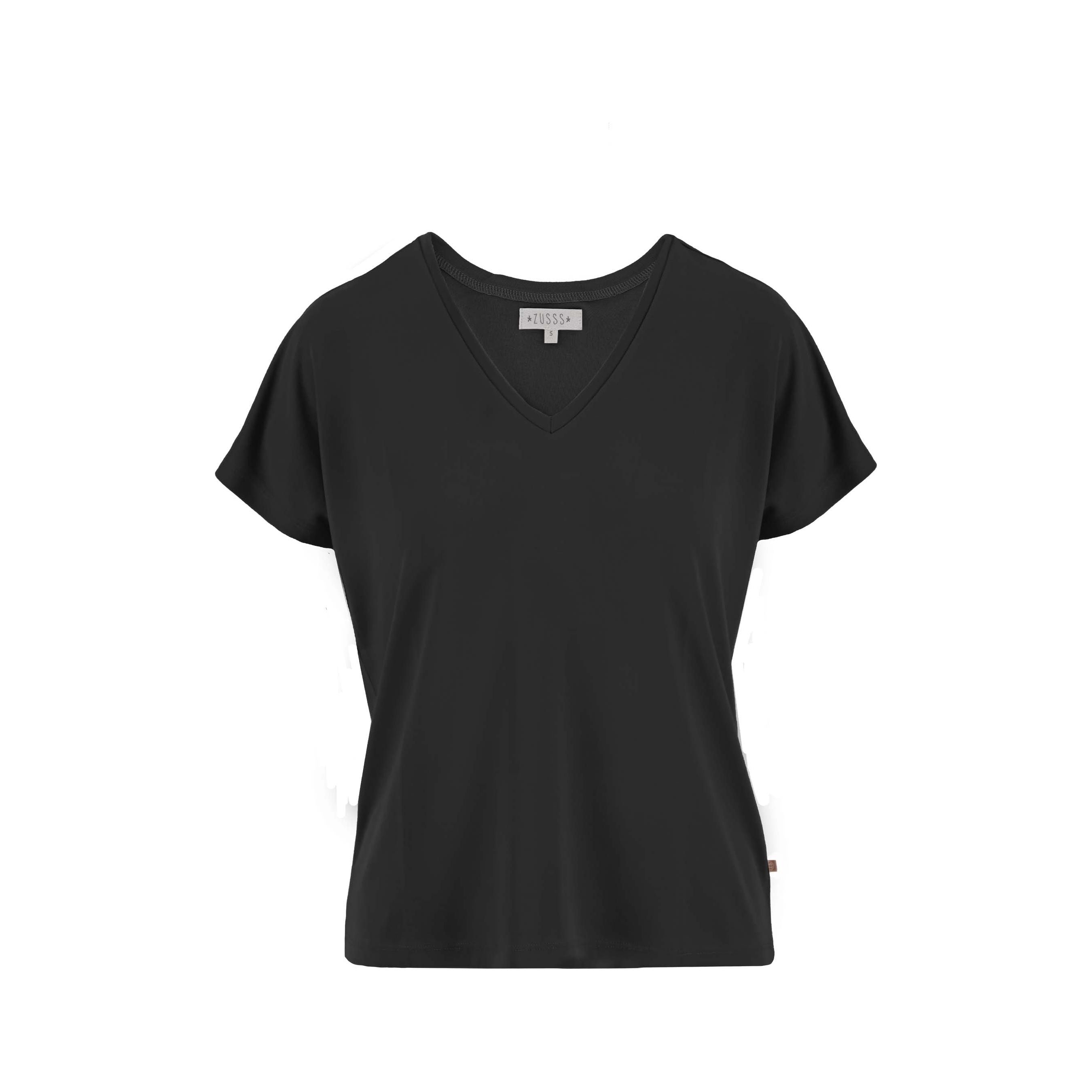 T-shirt met v-hals - off black