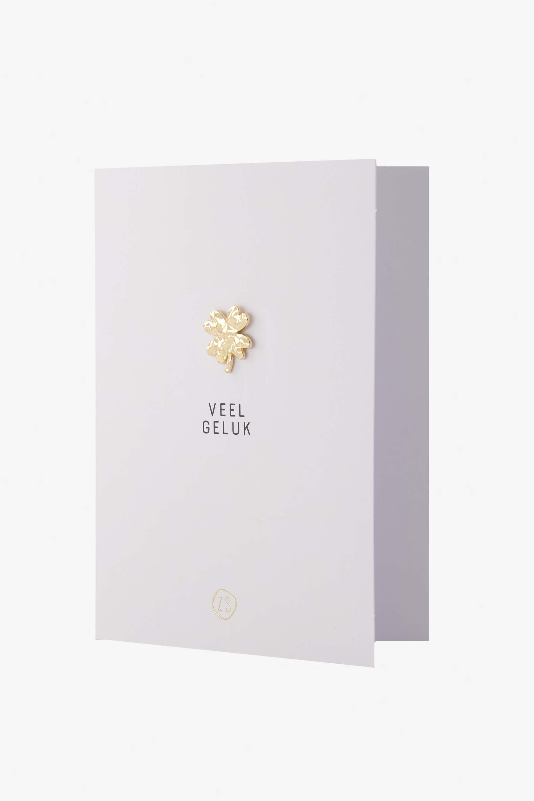 Wenskaart met broche - klavertje