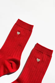 her socks - embroidered heart