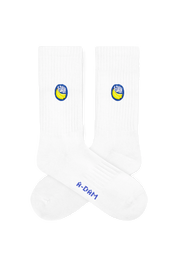 white banana sticker crew socks