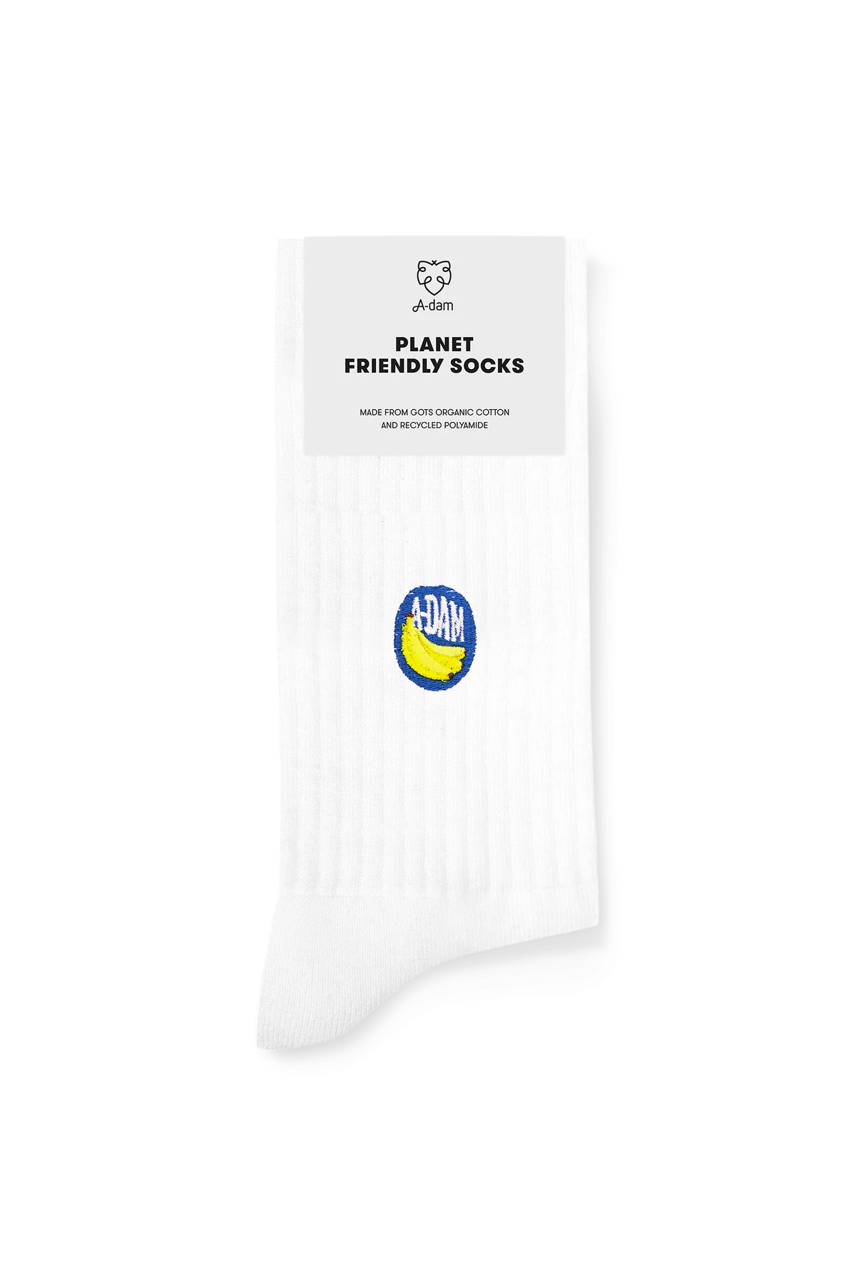 white banana sticker crew socks