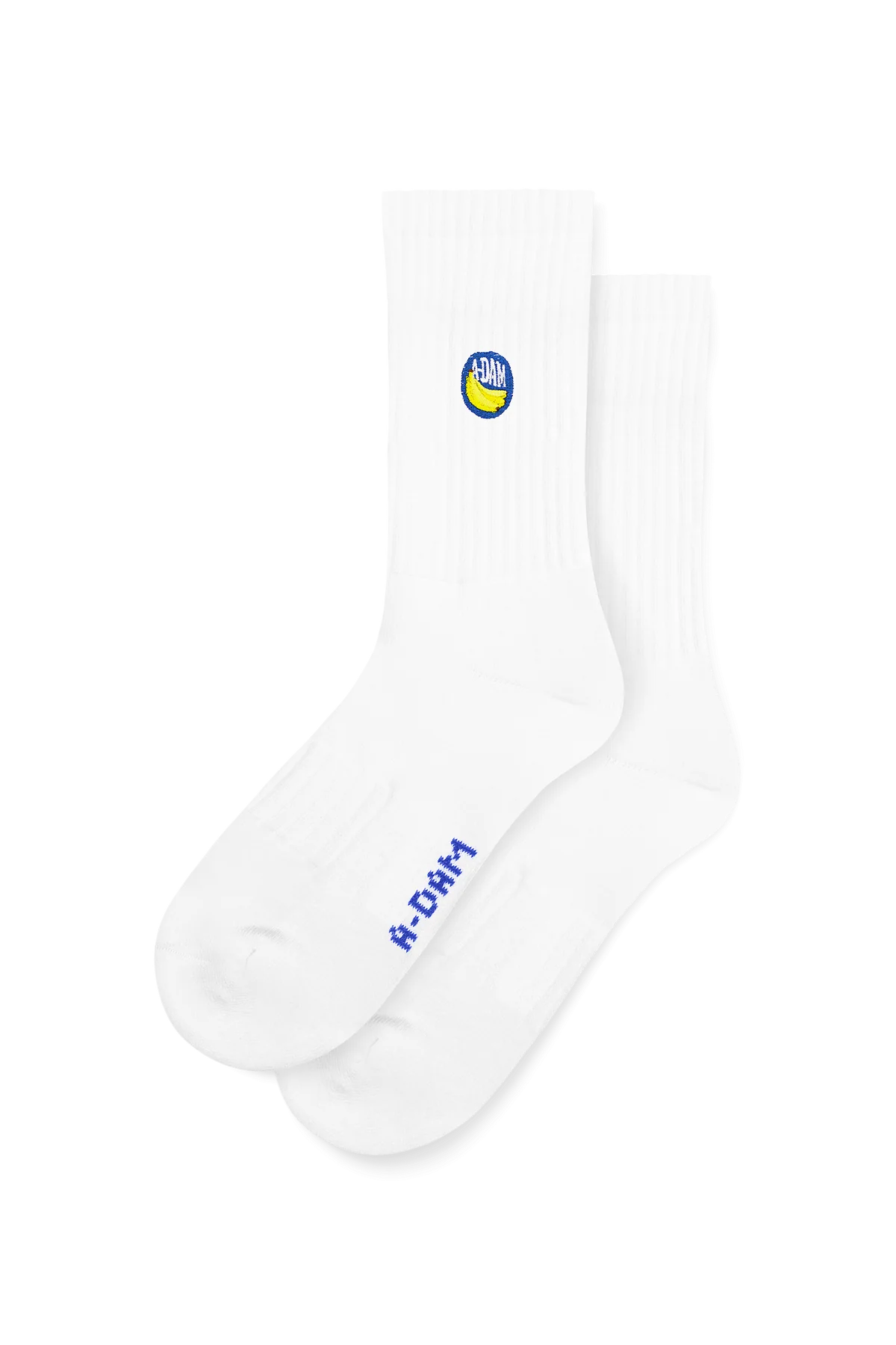 white banana sticker crew socks