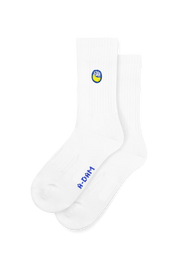 white banana sticker crew socks