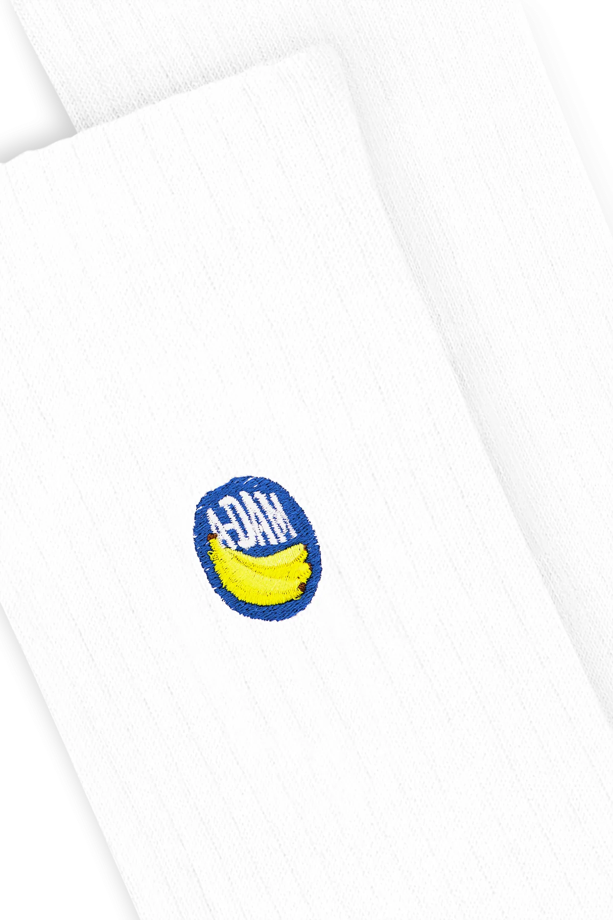 white banana sticker crew socks
