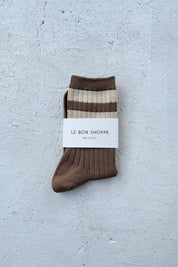 Her Socks Varsity - Espresso