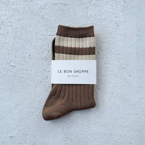 Her Socks Varsity - Espresso