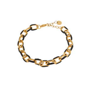 Armband - Black chain gold
