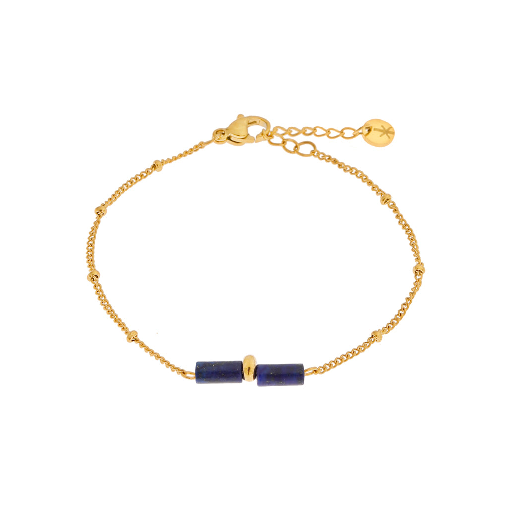 Armband - Blue tube gold