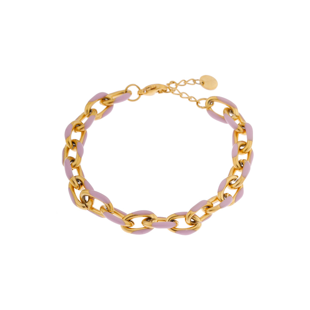 Armband - Purple chain gold