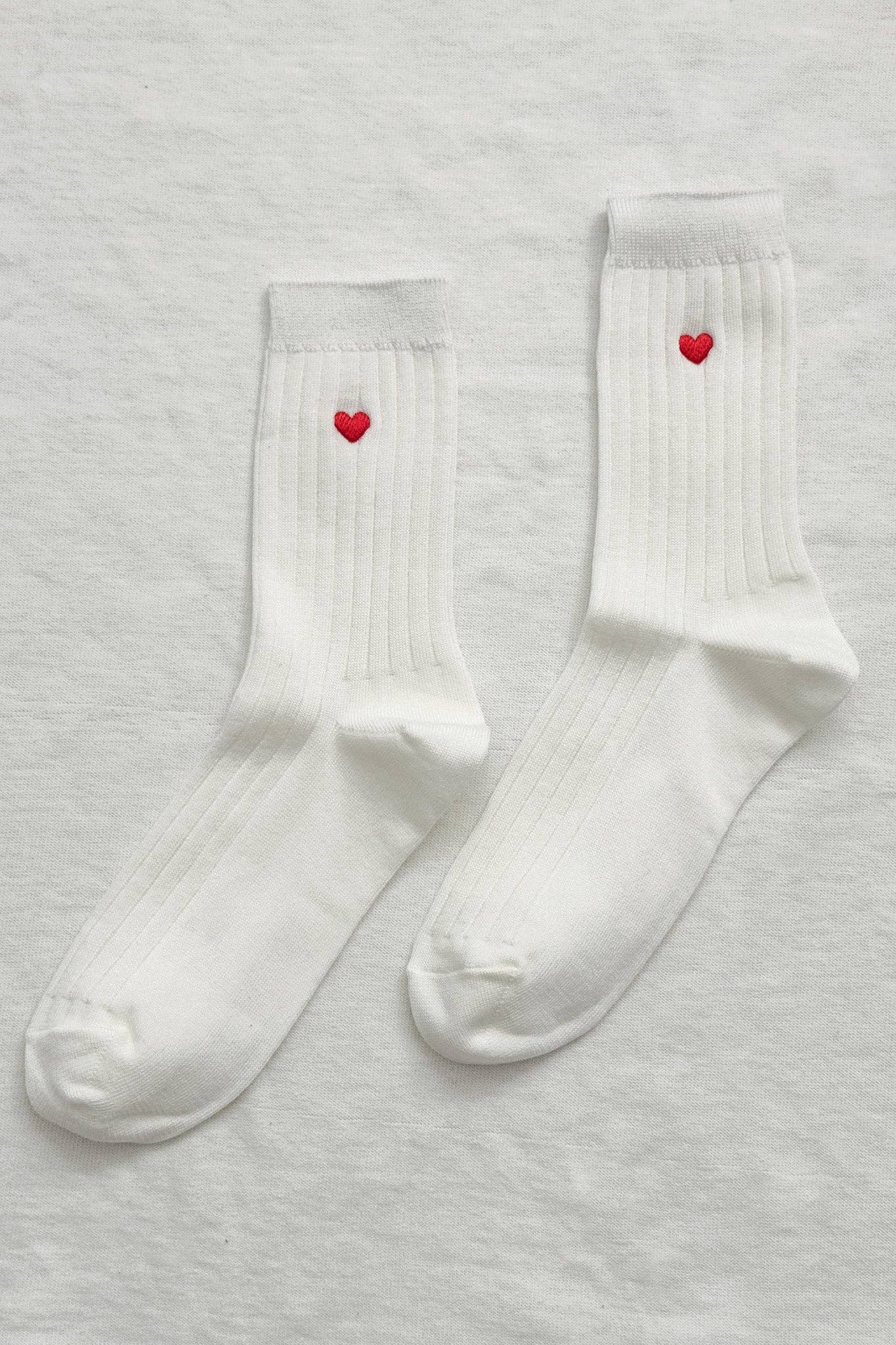 her socks - embroidered heart