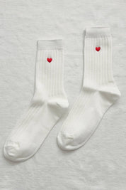 her socks - embroidered heart