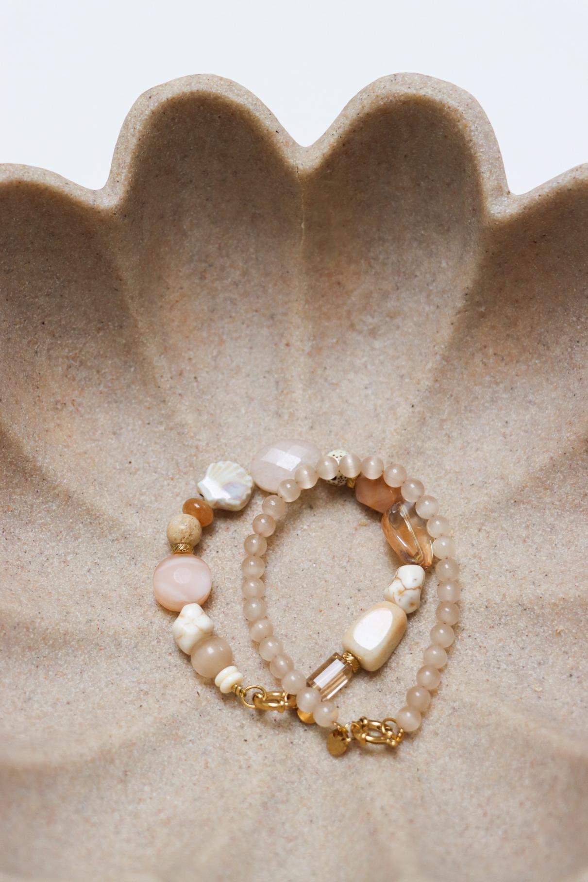 beige cat eye - armband
