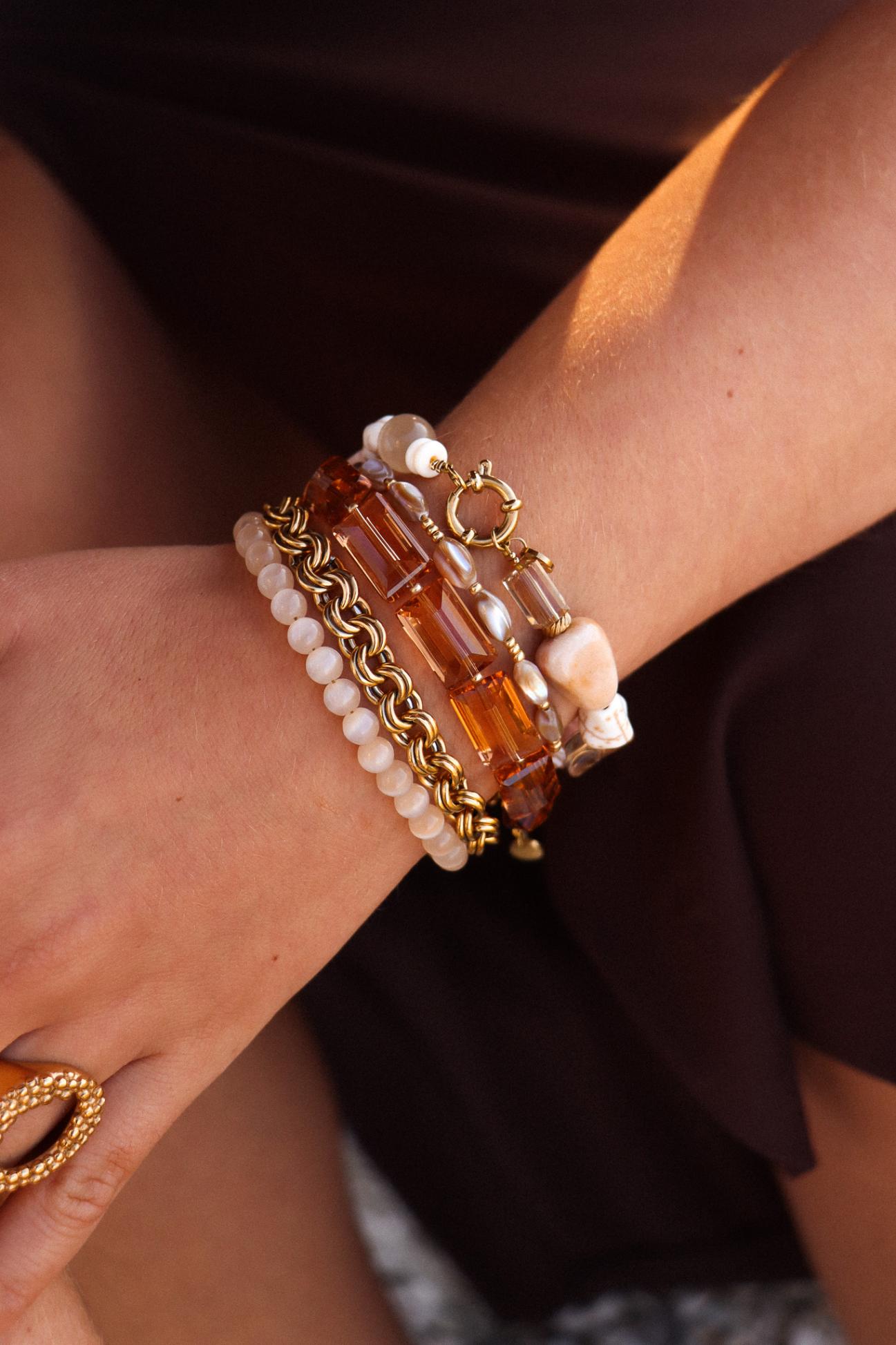 beige cat eye - armband