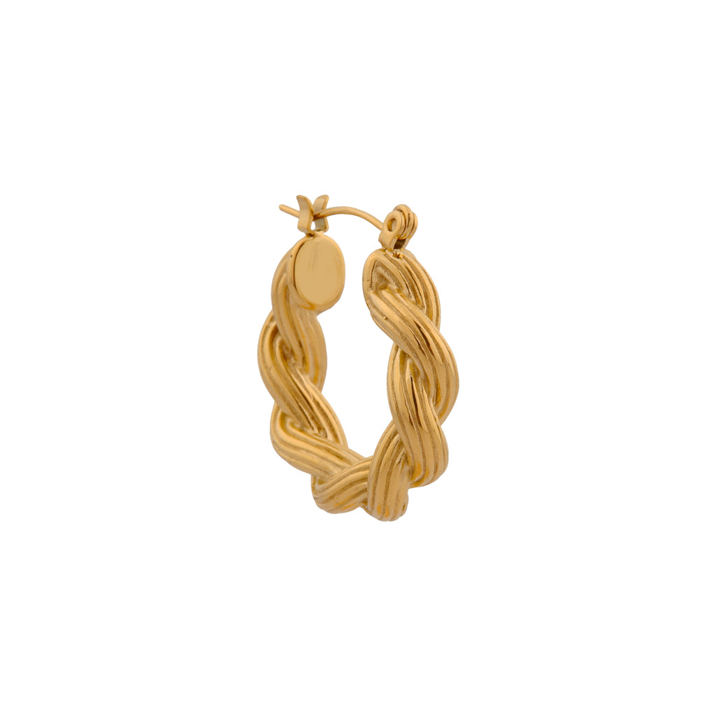 Oorbel -Big braid hoop gold
