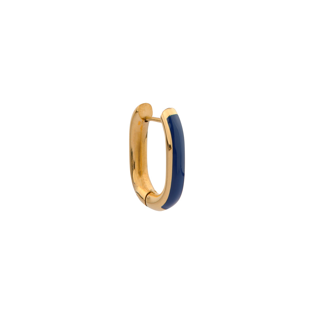 Oorbel - Blue oval hoop gold