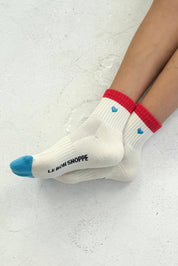 color block girlfriend socks - embroidered heart