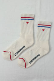 embroidered boyfriend socks - heart