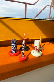 pillar candle - mint/red