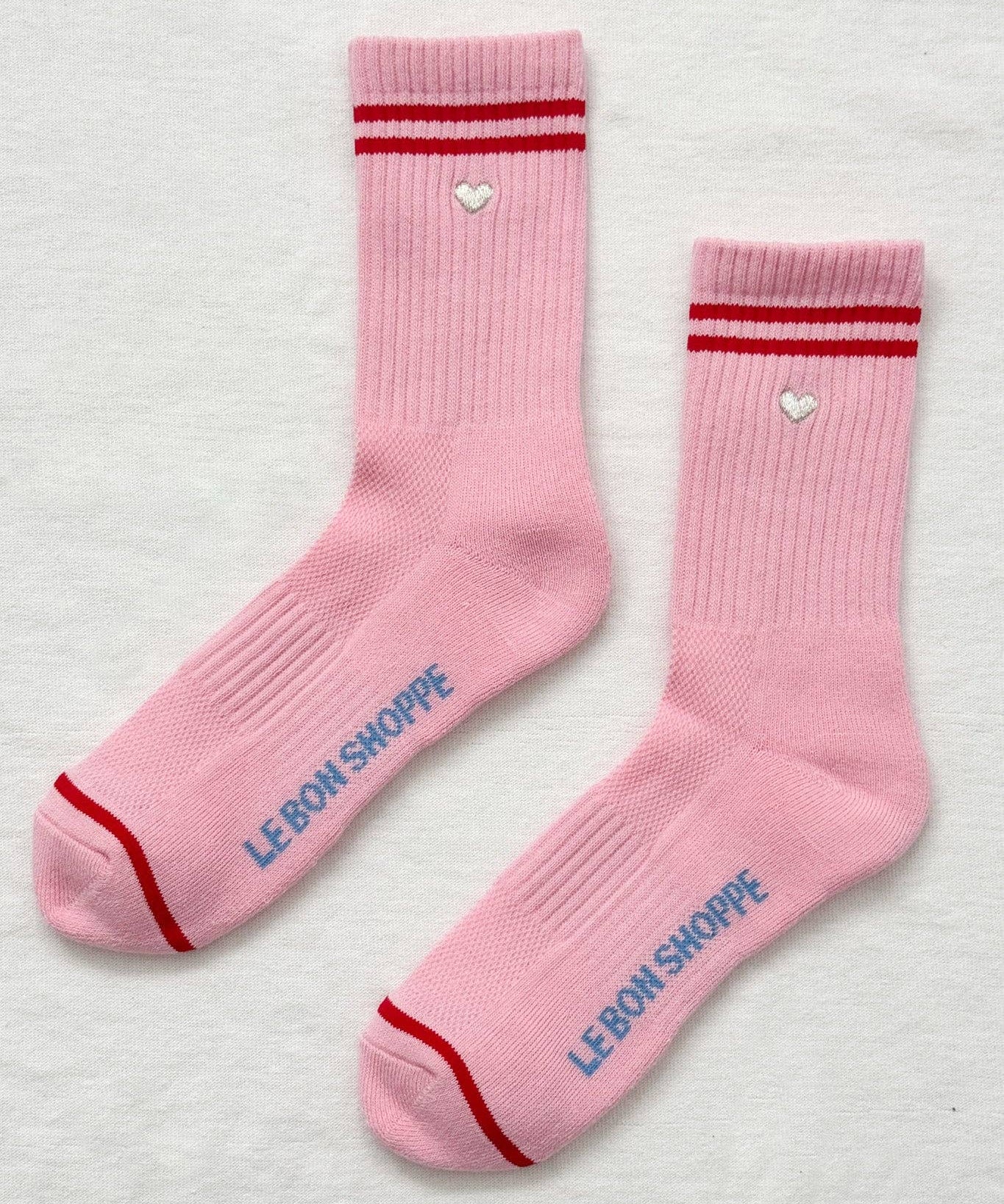 embroidered boyfriend socks - heart