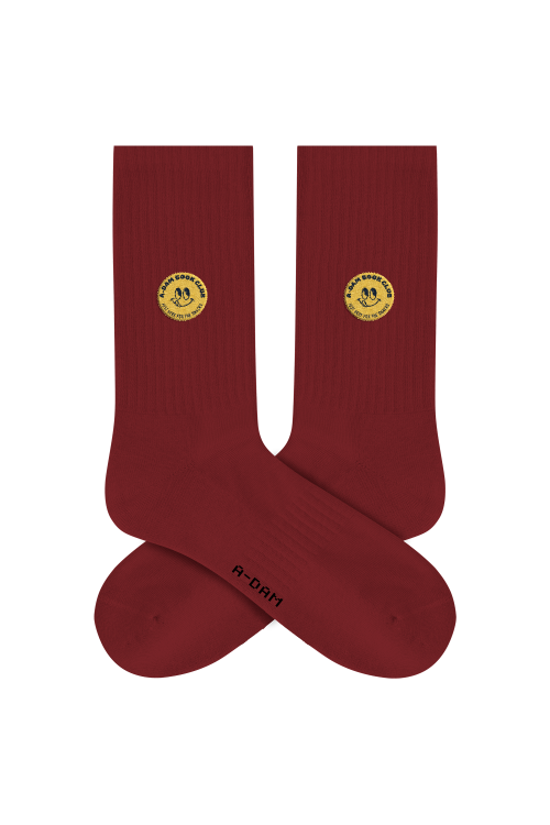 smiley crew socks red