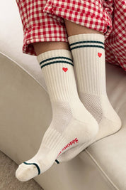embroidered boyfriend socks - heart