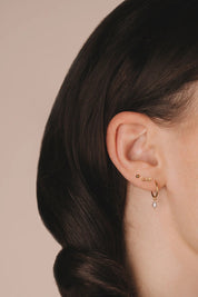 Oorbellen - hoops white pearls