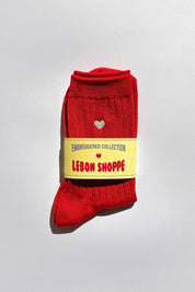 her socks - embroidered heart